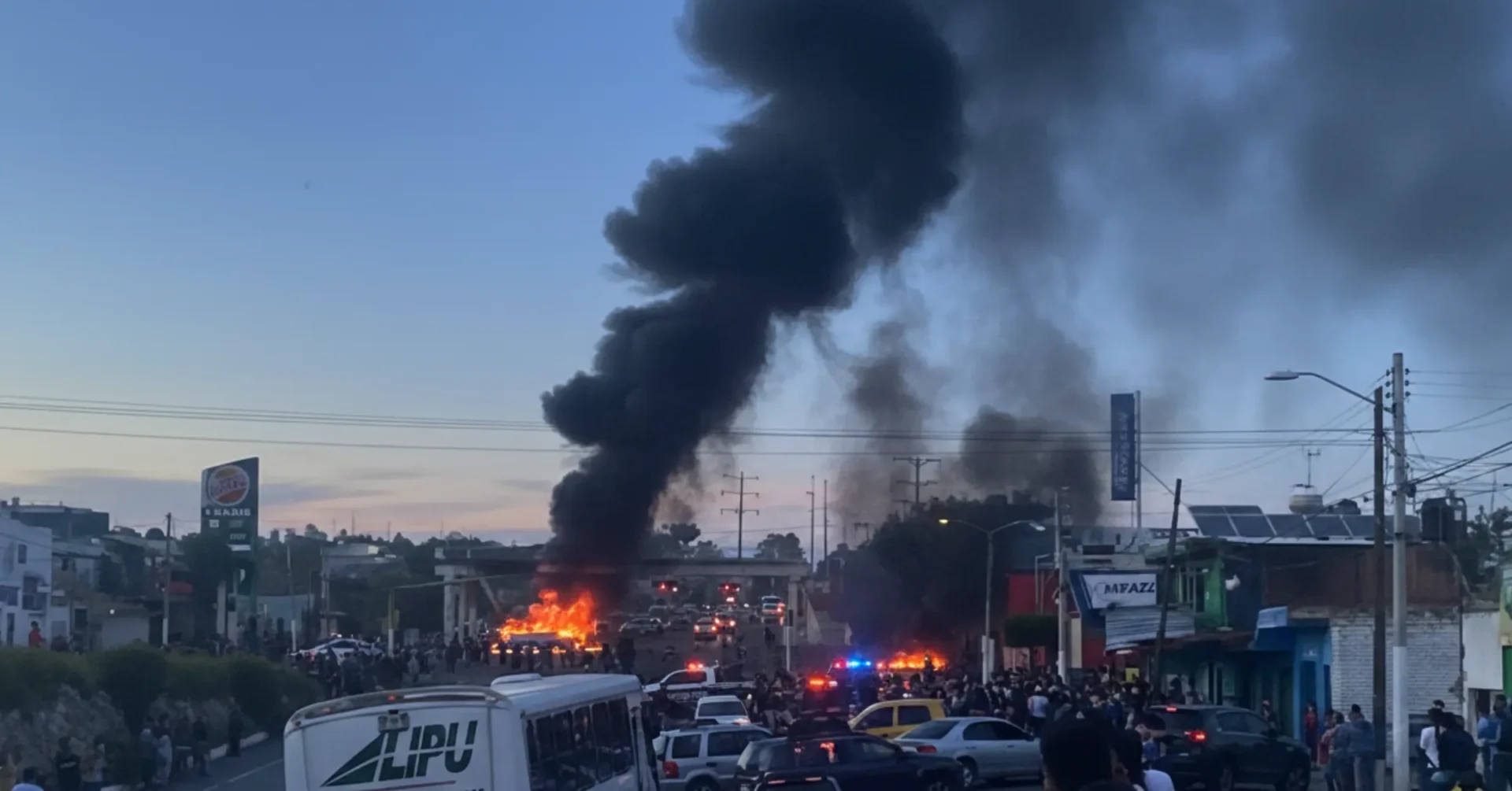 Narcobloqueos e incendios de vehículos en carreteras de Jalisco durante la madrugada.